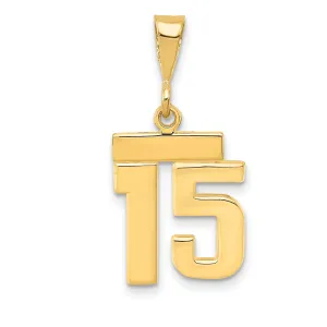 14k yellow gold small polished number 15 charm