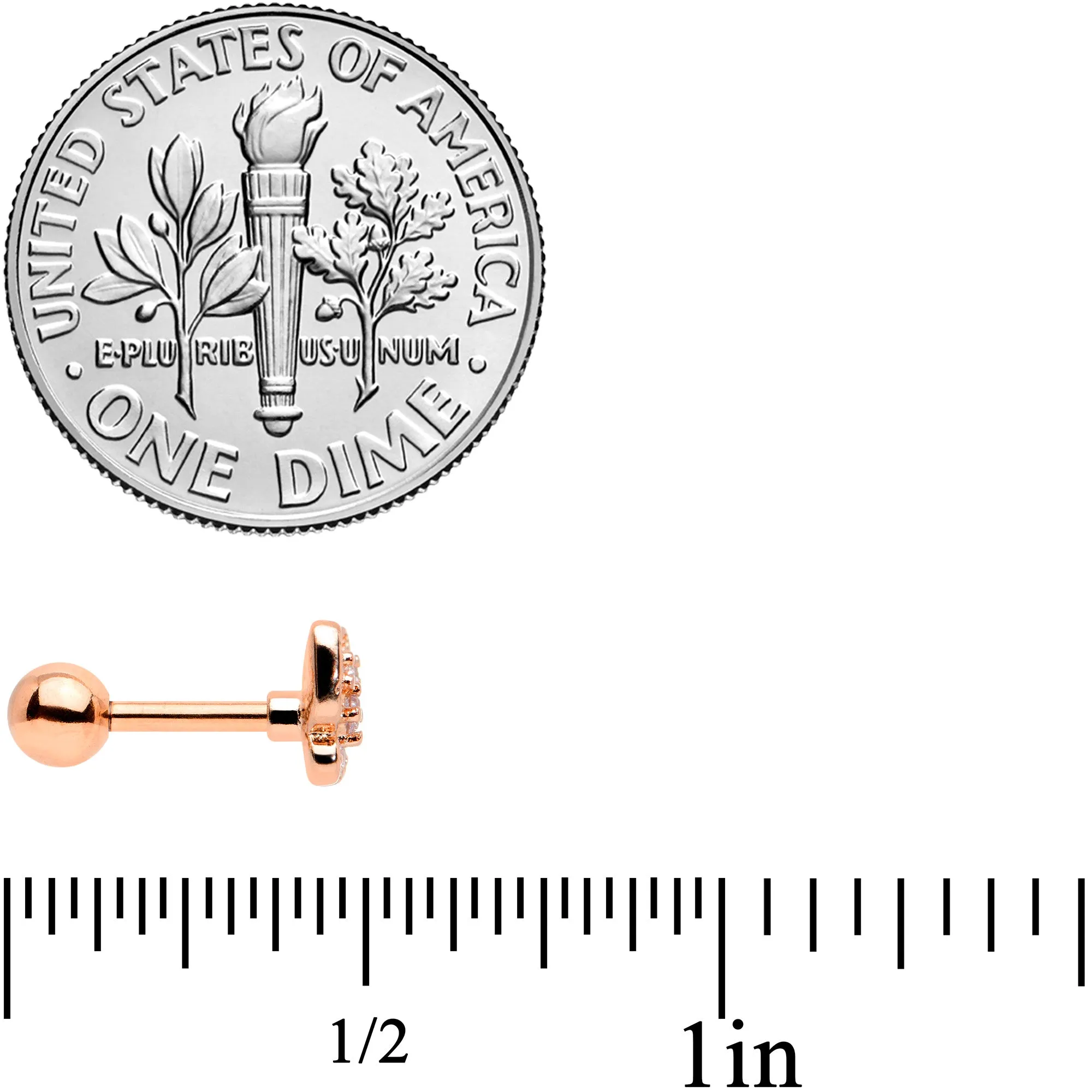 16 Gauge 1/4 Clear Gem Rose Gold Tone Airy Butterfly Cartilage Tragus