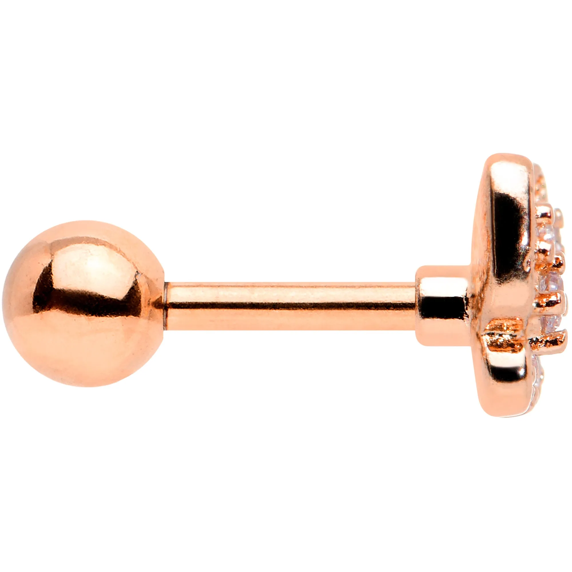 16 Gauge 1/4 Clear Gem Rose Gold Tone Airy Butterfly Cartilage Tragus