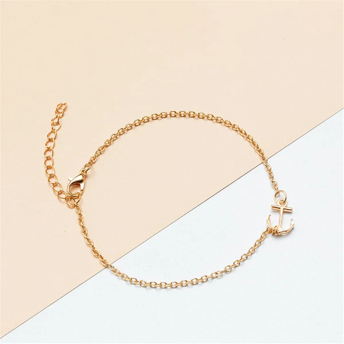 18K Gold-Plated Anchor Charm Anklet