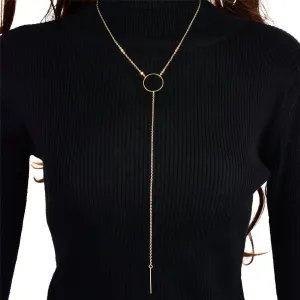 18K Gold-Plated Circle Bar Pendant Drop Necklace