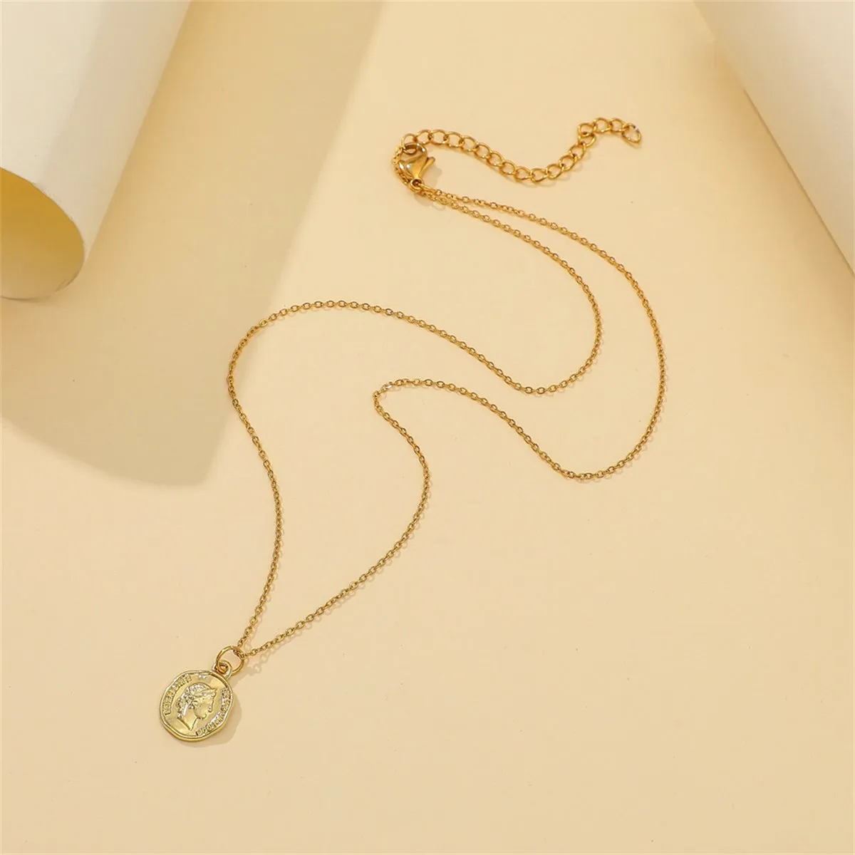 18K Gold-Plated Coin Pendant Necklace