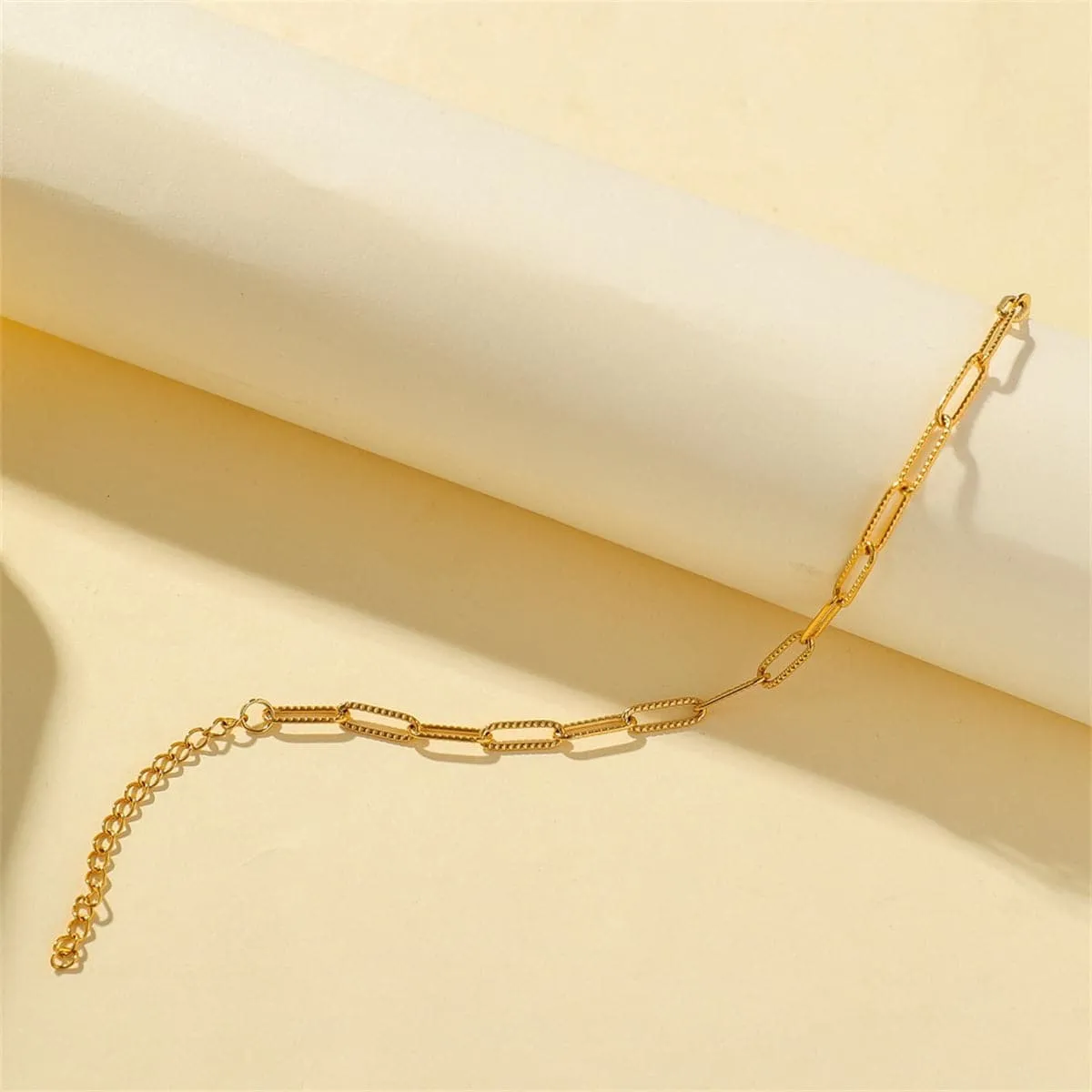 18K Gold-Plated Cut Rectangle Chain Bracelet