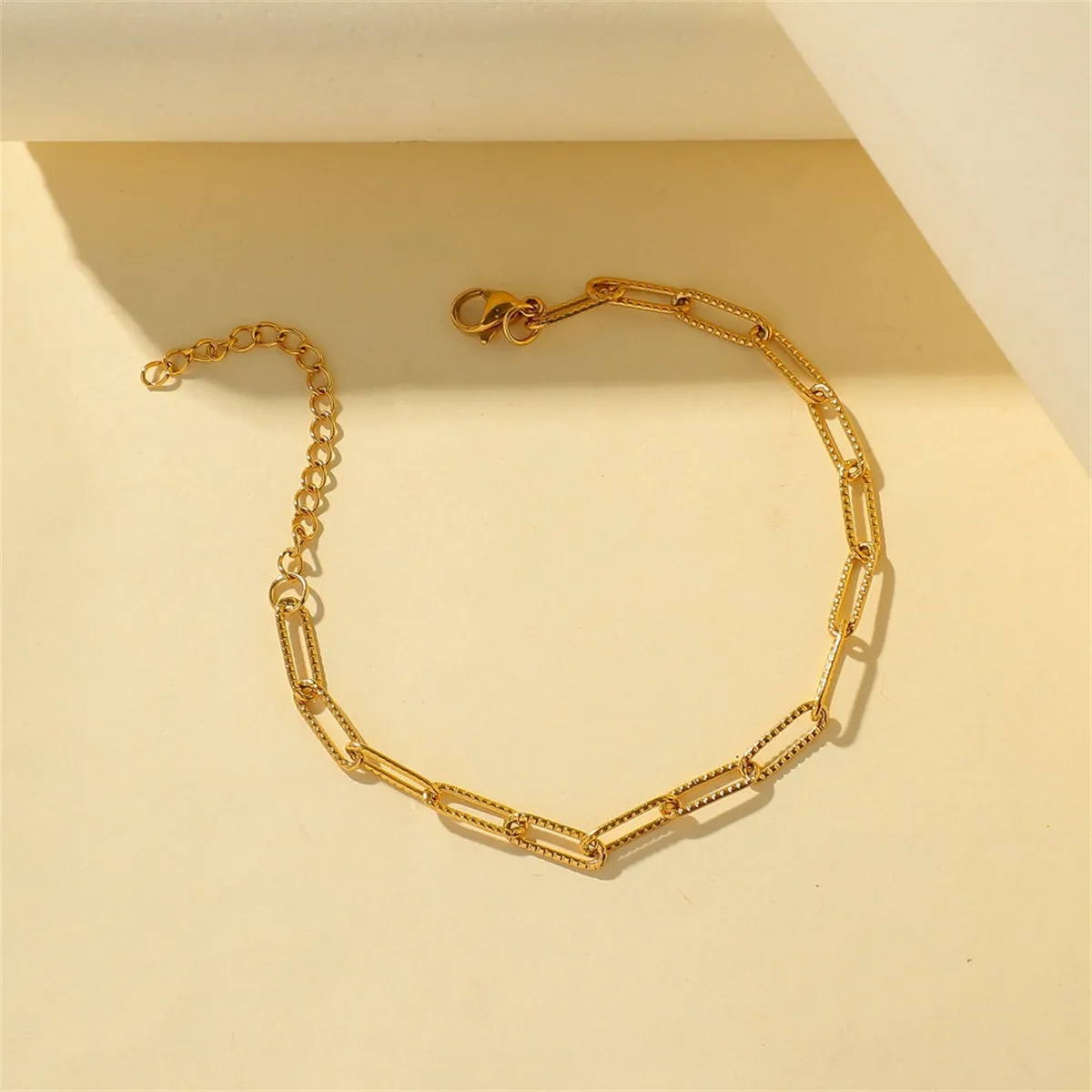 18K Gold-Plated Cut Rectangle Chain Bracelet