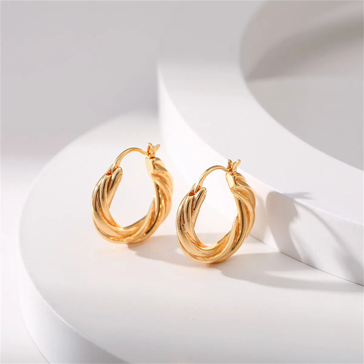 18K Gold-Plated Twine Huggie Earrings