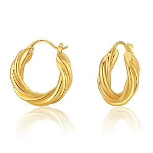 18K Gold-Plated Twine Huggie Earrings