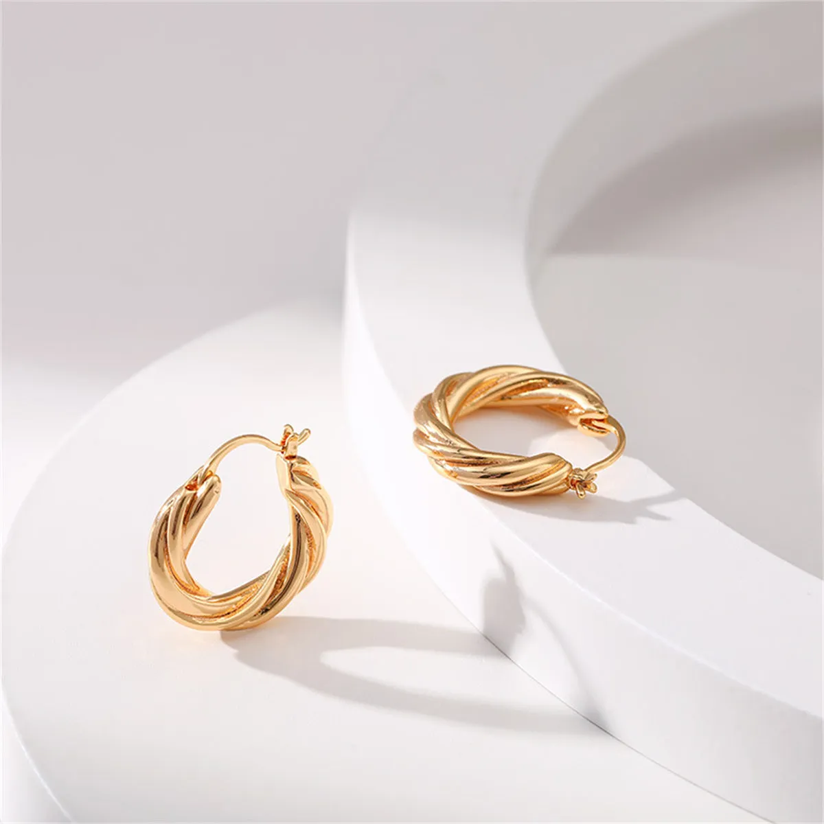 18K Gold-Plated Twine Huggie Earrings