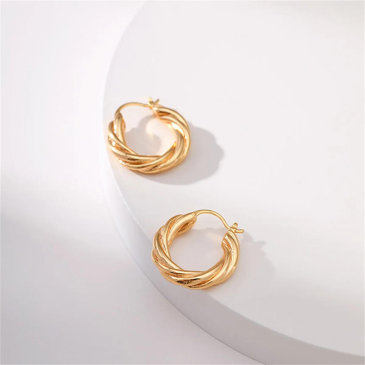 18K Gold-Plated Twine Huggie Earrings