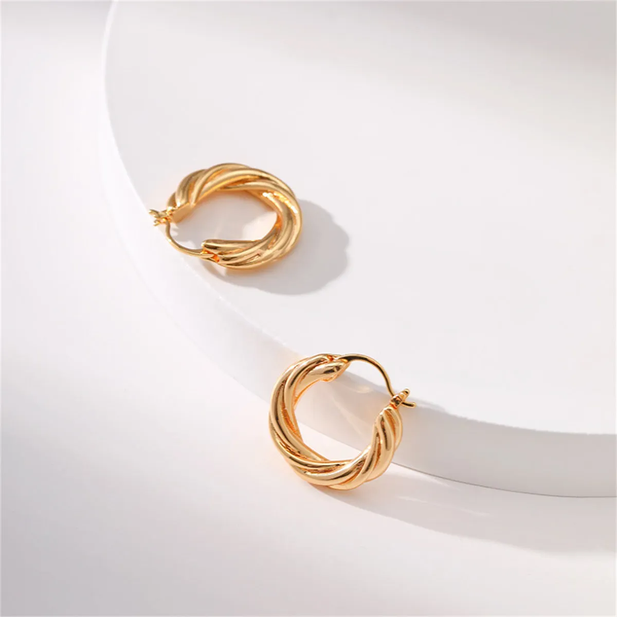 18K Gold-Plated Twine Huggie Earrings
