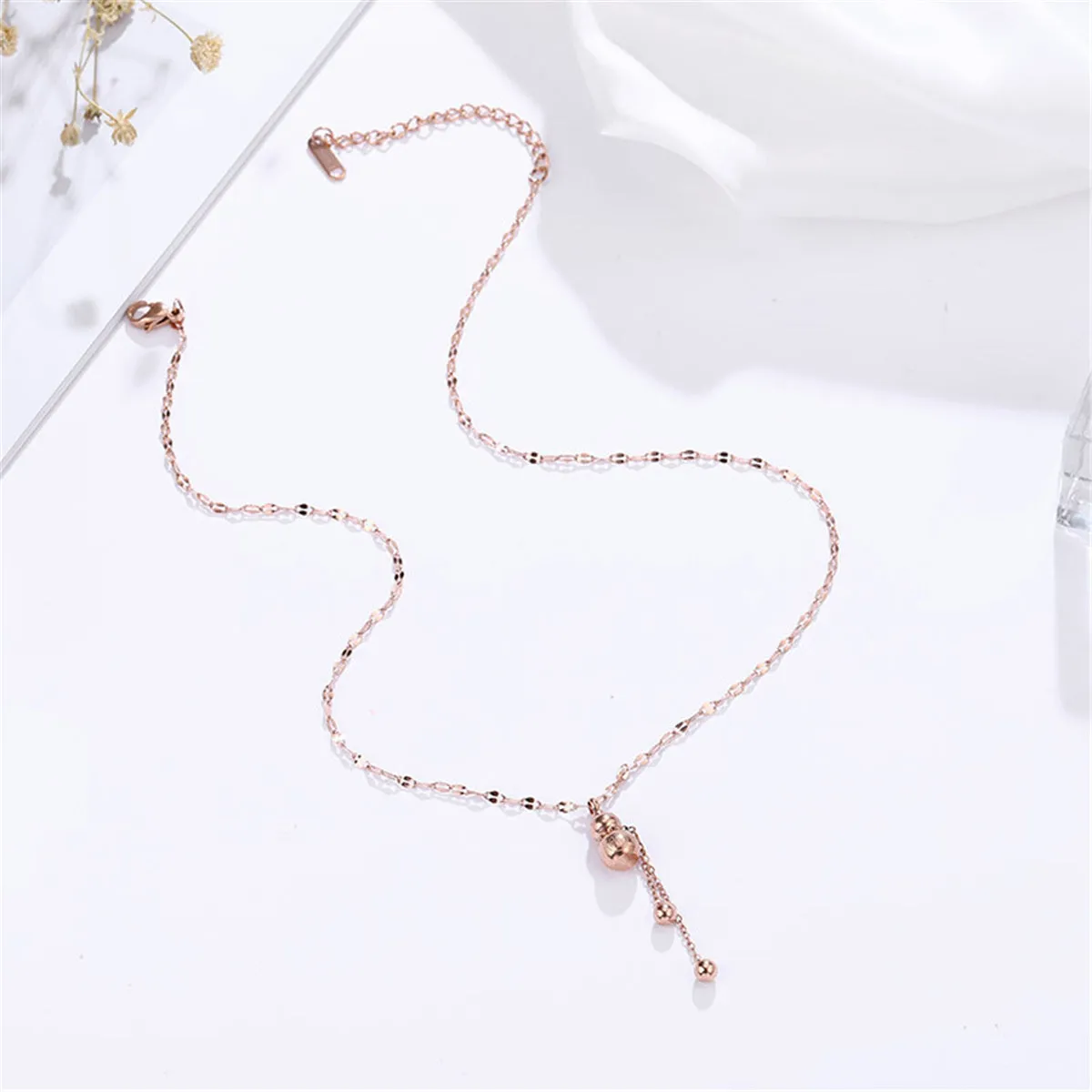 18K Rose Gold-Plated Calabash Tassel Pendant Necklace