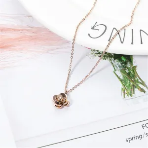 18K Rose Gold-Plated Camellia Pendant Necklace