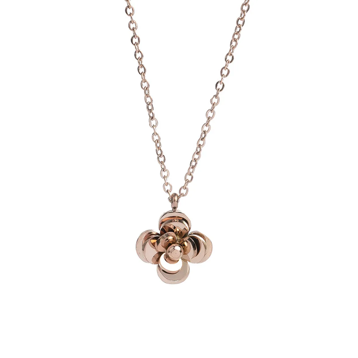 18K Rose Gold-Plated Camellia Pendant Necklace