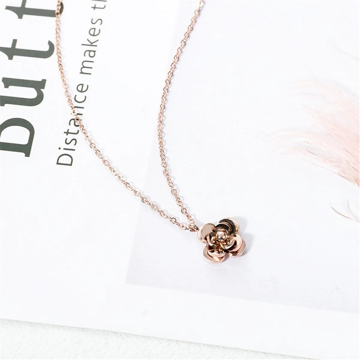 18K Rose Gold-Plated Camellia Pendant Necklace