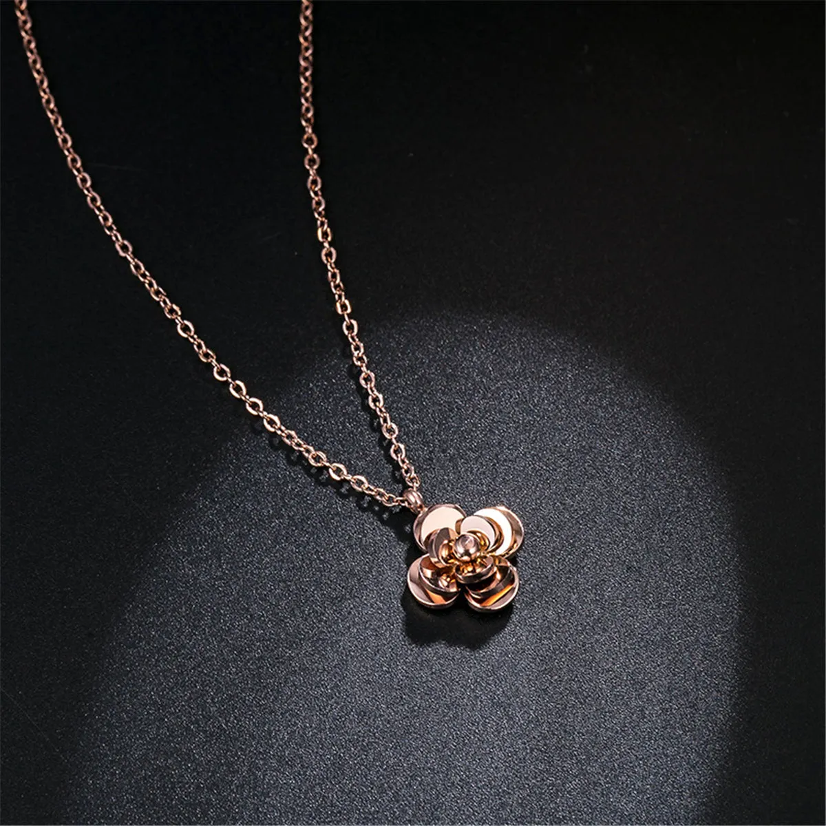 18K Rose Gold-Plated Camellia Pendant Necklace