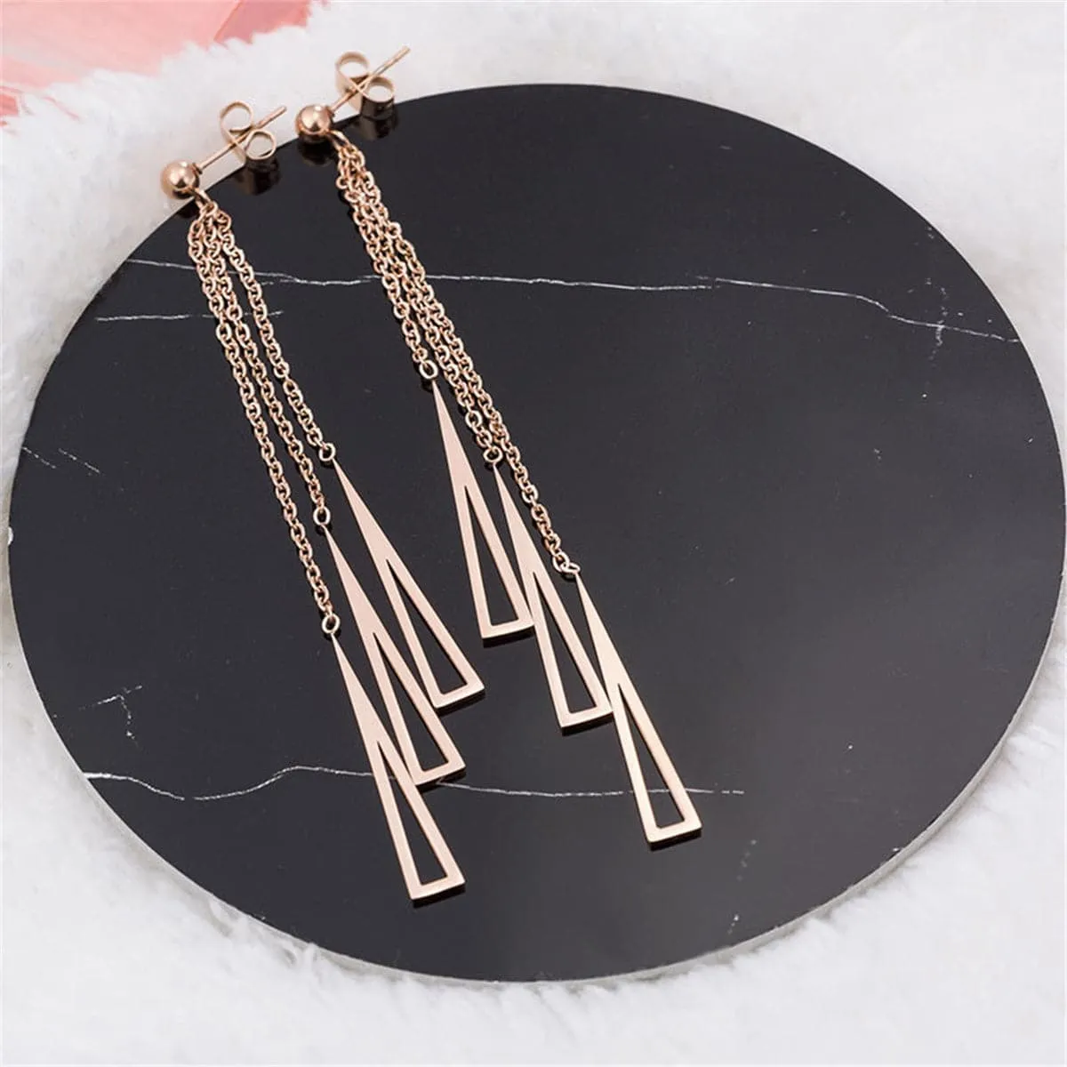 18K Rose Gold-Plated Openwork Tassel Drop Earrings