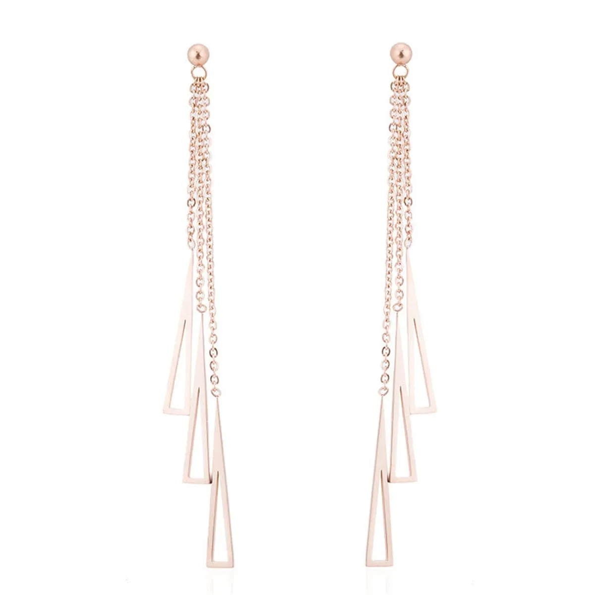 18K Rose Gold-Plated Openwork Tassel Drop Earrings