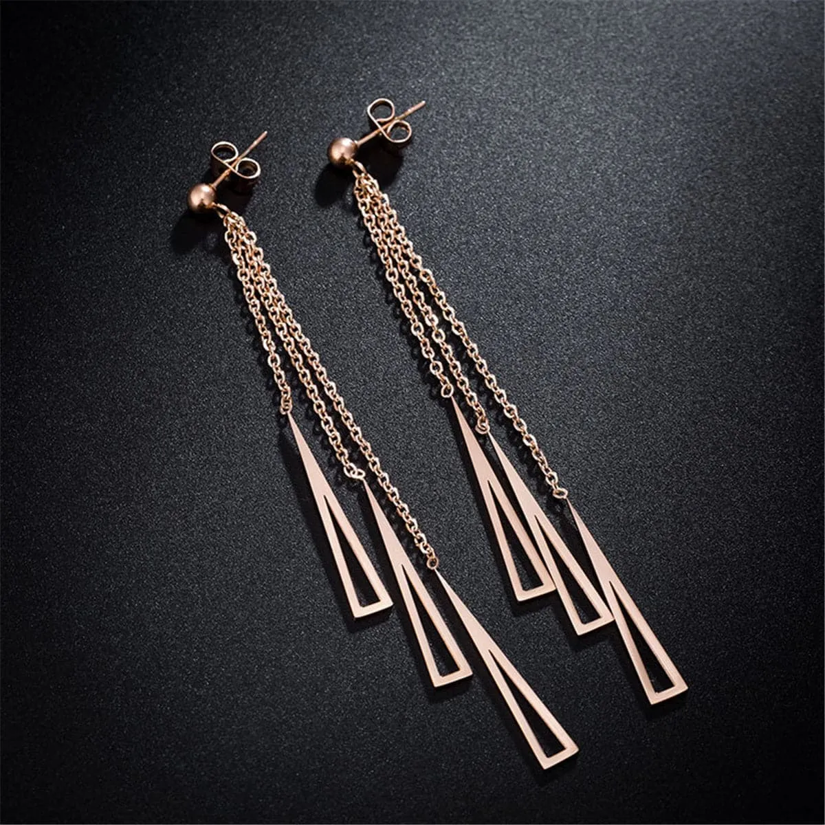 18K Rose Gold-Plated Openwork Tassel Drop Earrings
