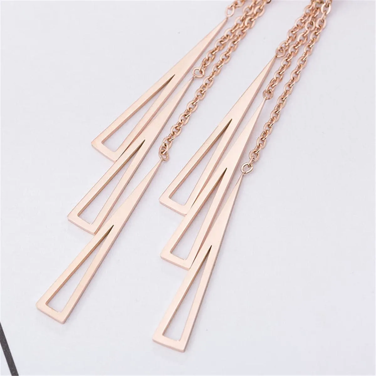 18K Rose Gold-Plated Openwork Tassel Drop Earrings