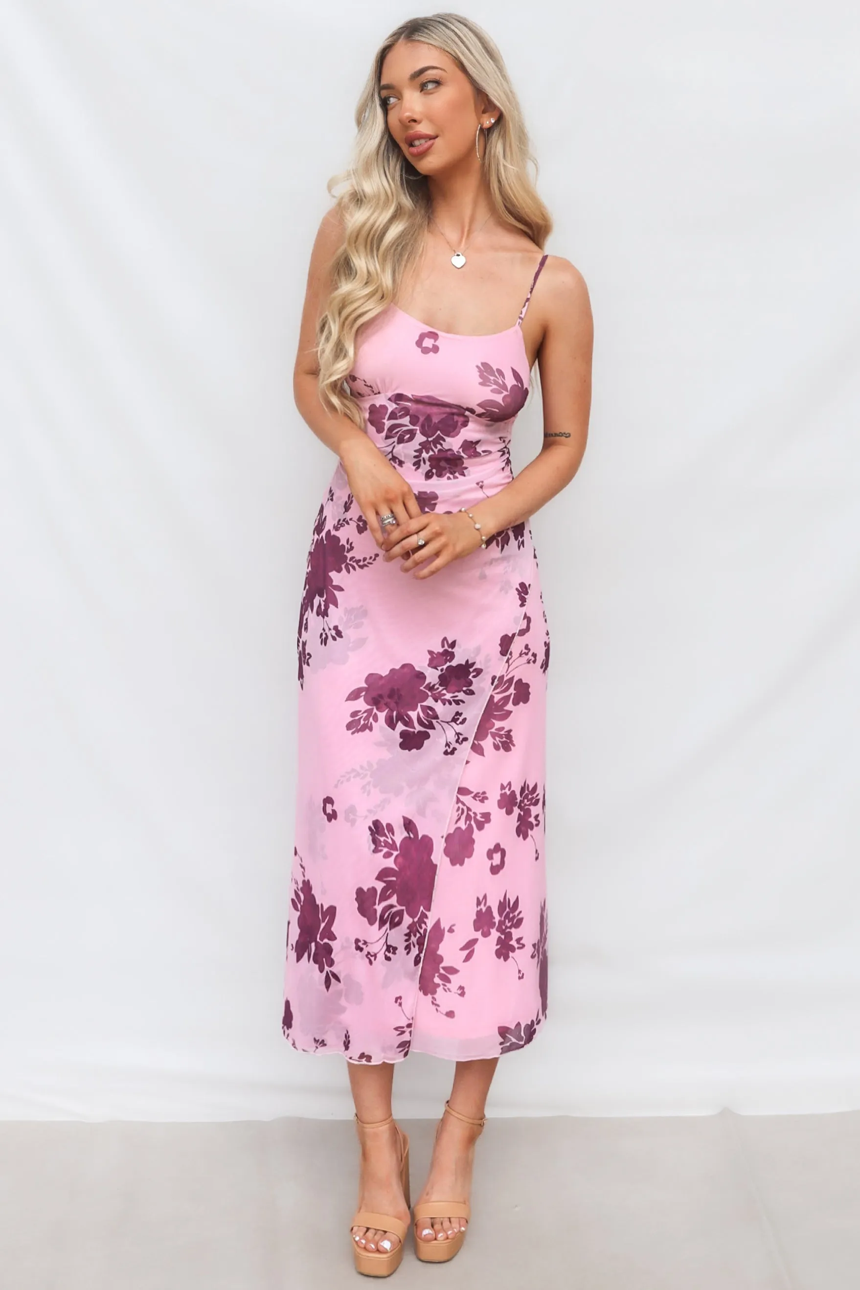 Akira Midi Dress - Pink Floral