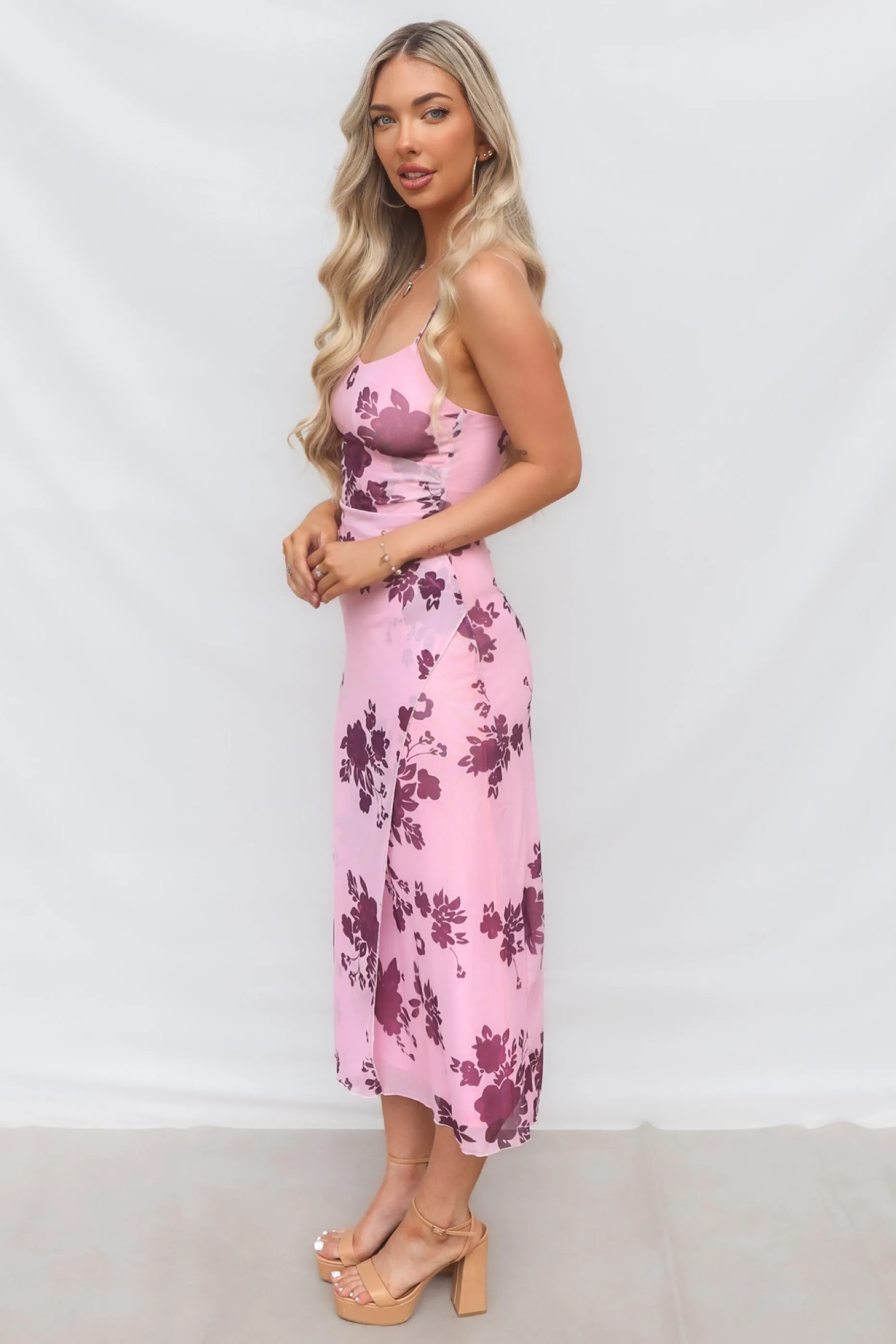 Akira Midi Dress - Pink Floral