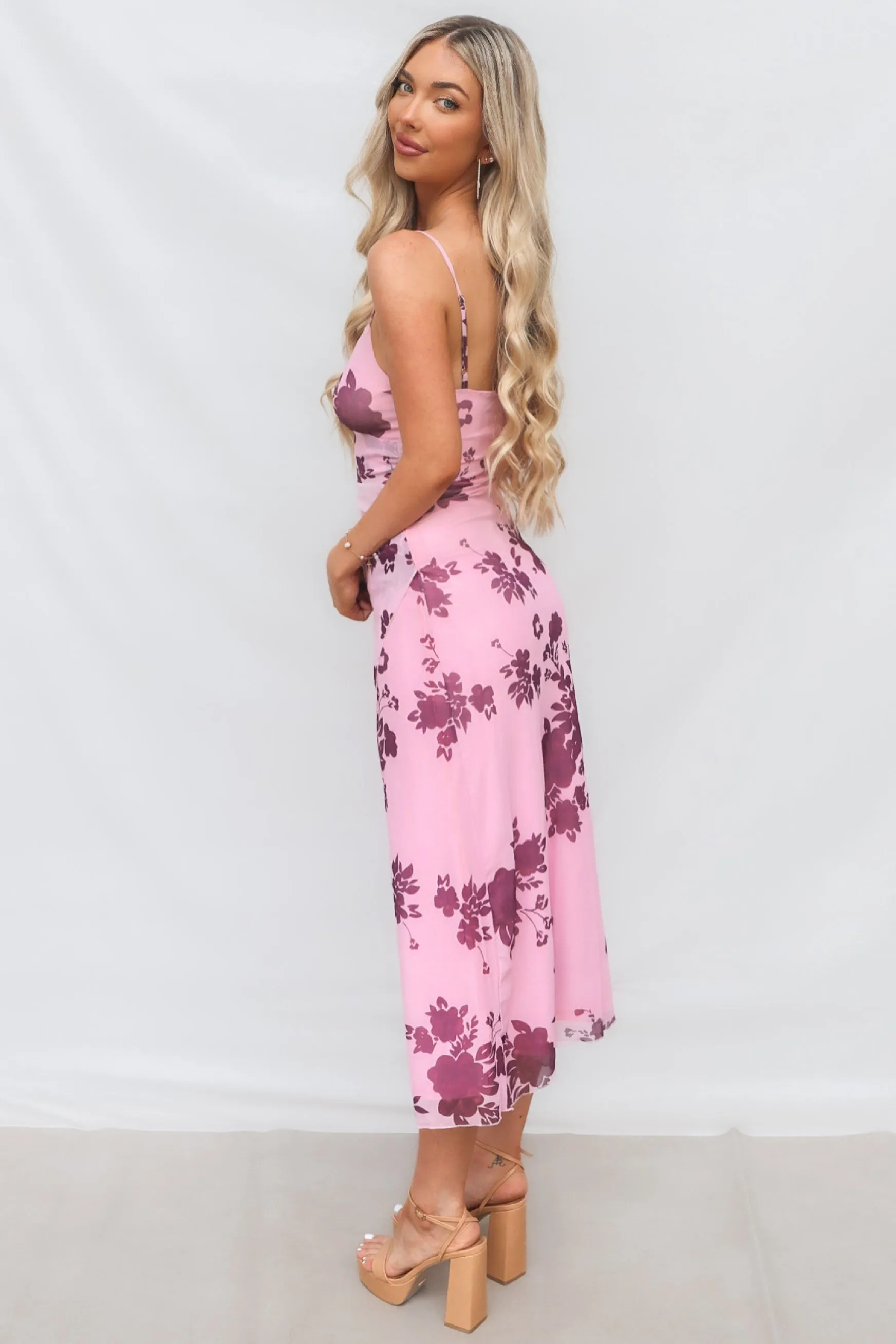 Akira Midi Dress - Pink Floral
