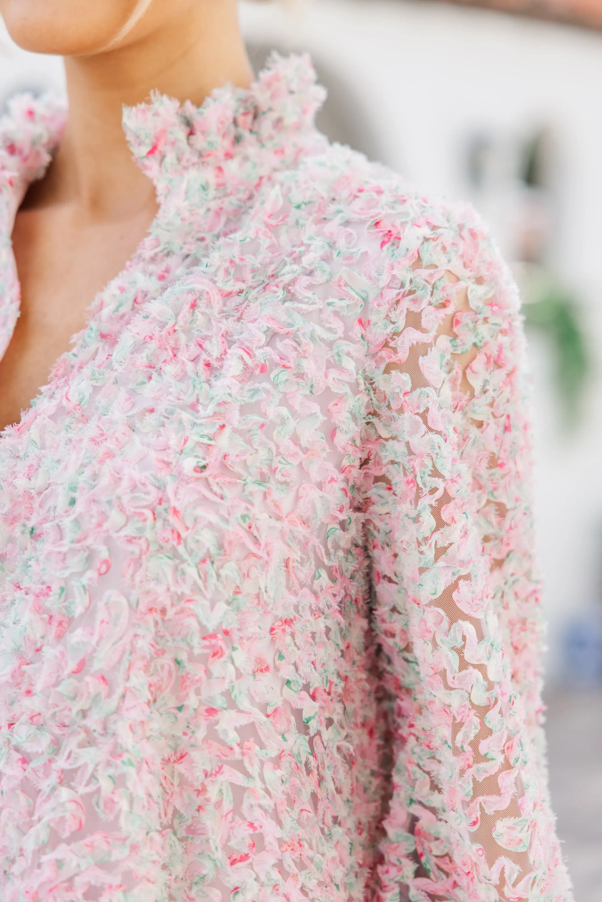 Always On My Mind Pink Floral Tulle Babydoll Dress