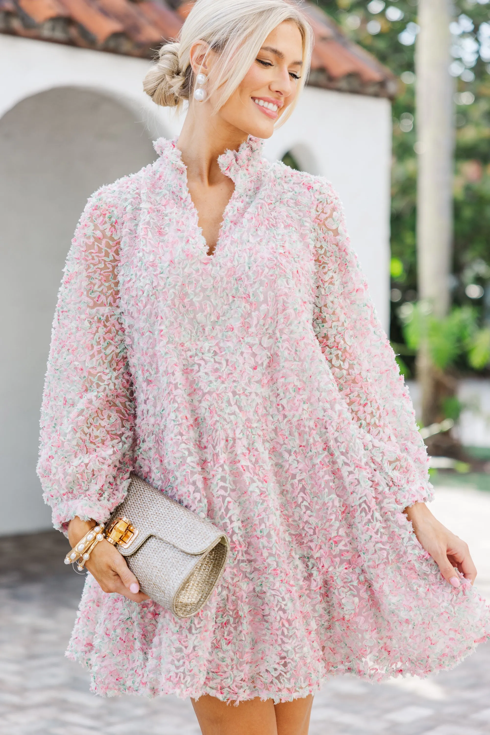Always On My Mind Pink Floral Tulle Babydoll Dress