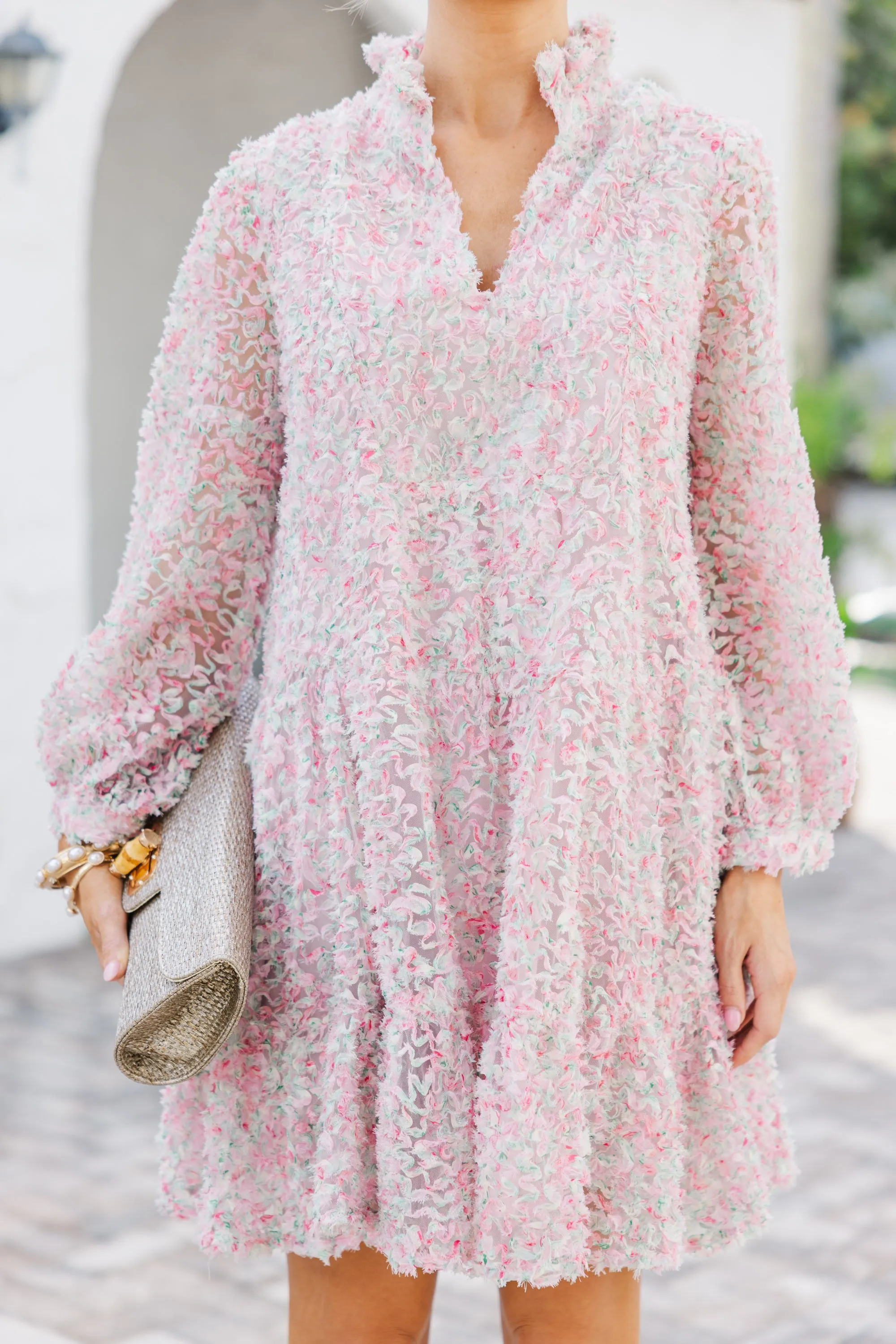 Always On My Mind Pink Floral Tulle Babydoll Dress