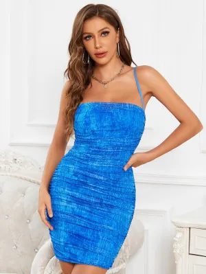 Amani Mesh Ruched Tie-Dye Dress