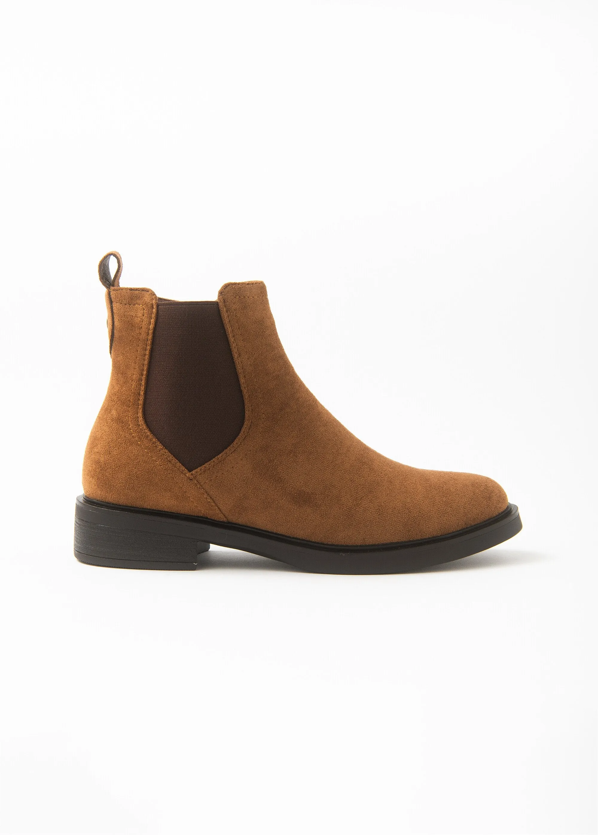 Beige Chelsea boots with elasticated sides