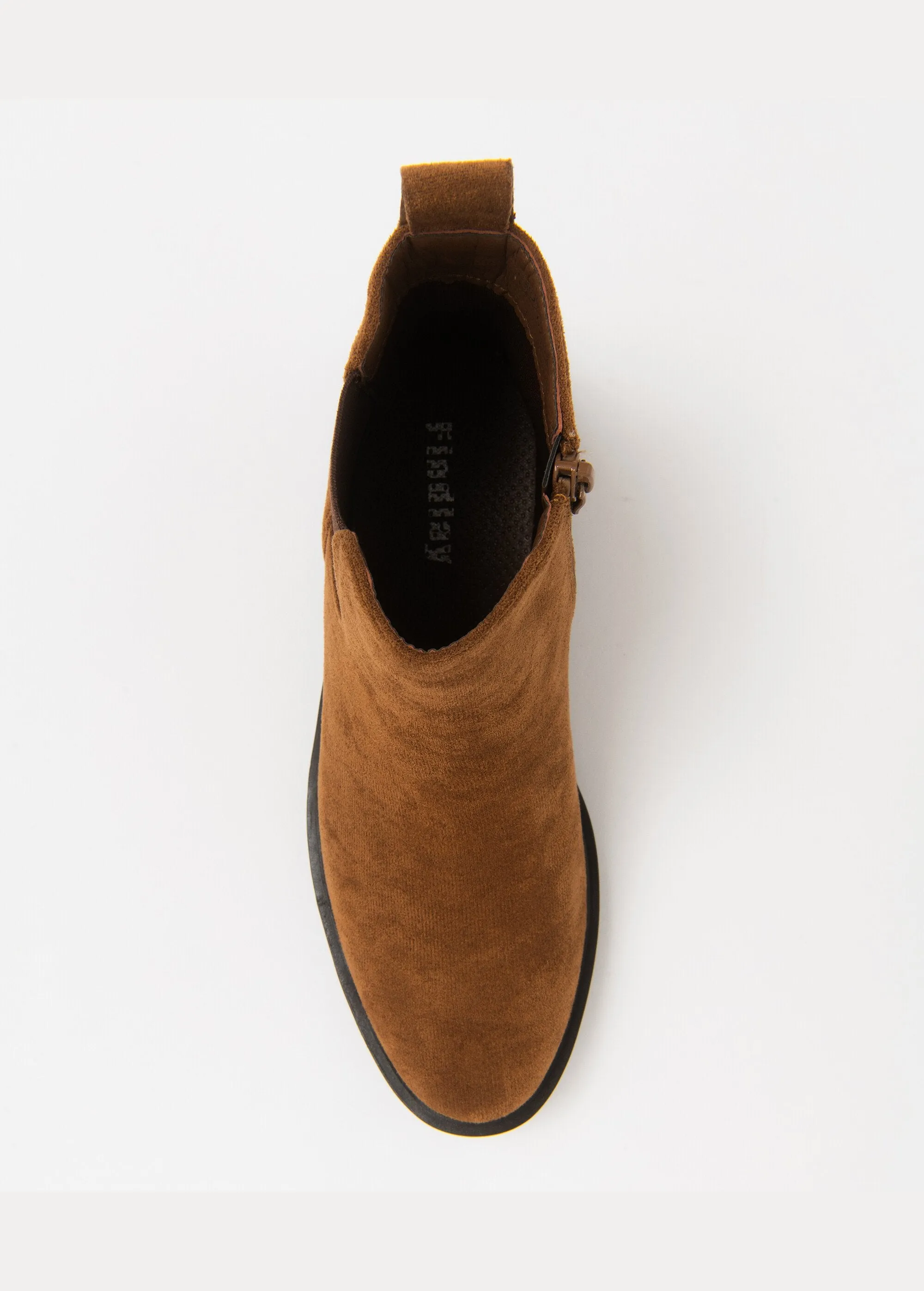 Beige Chelsea boots with elasticated sides