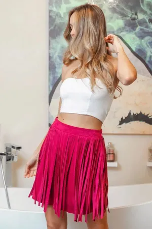 BiBi Fringe Detailed Suede Skirt
