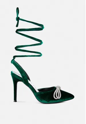 Big Treat Rhinestone Embellished Lace Up Sandals By Ruw
