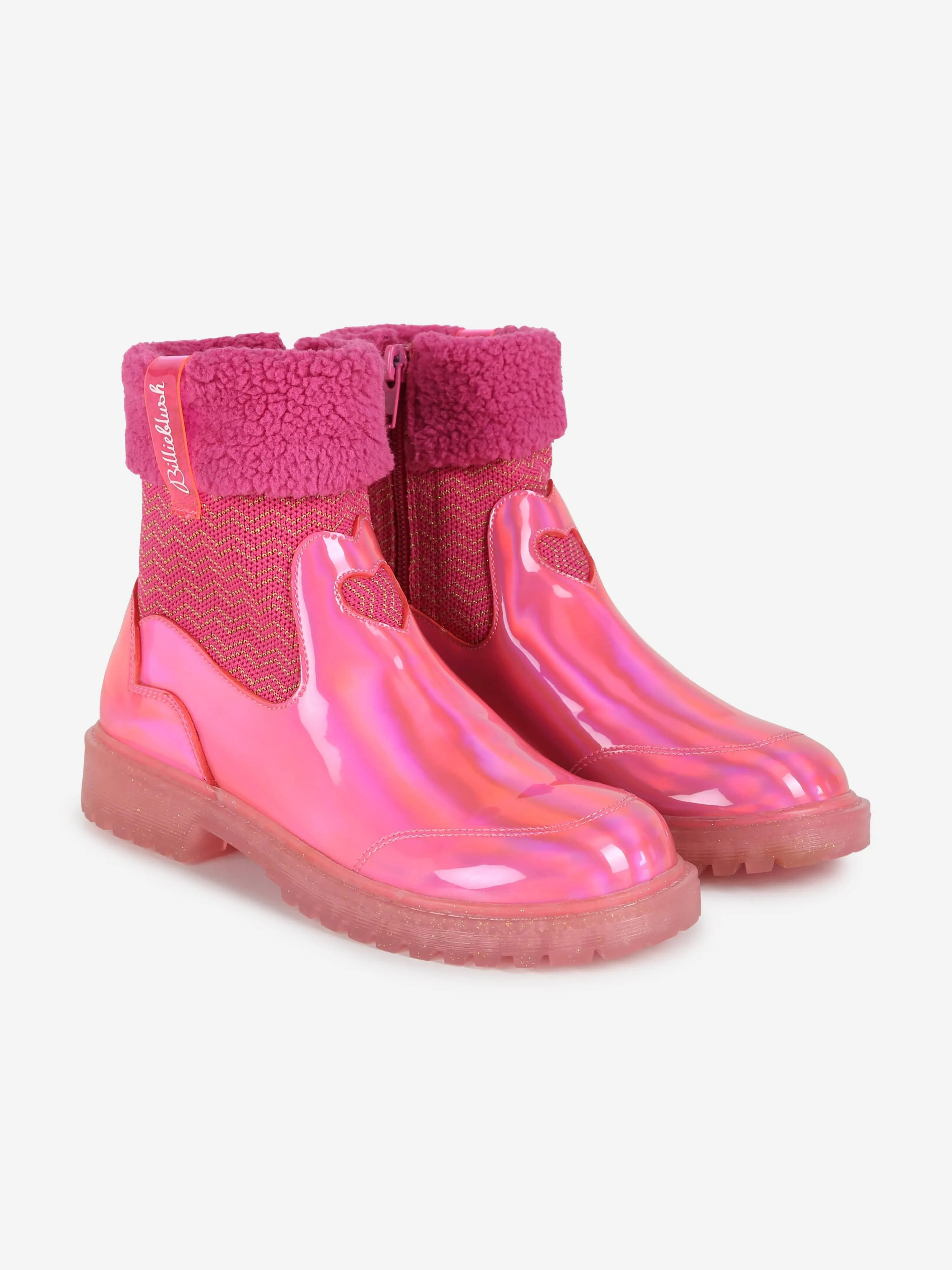 Billieblush Girls Iridescent Ankle Boots in Pink