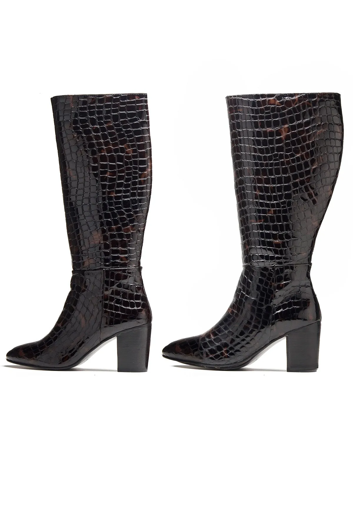 Black Crocodile Plated Boots