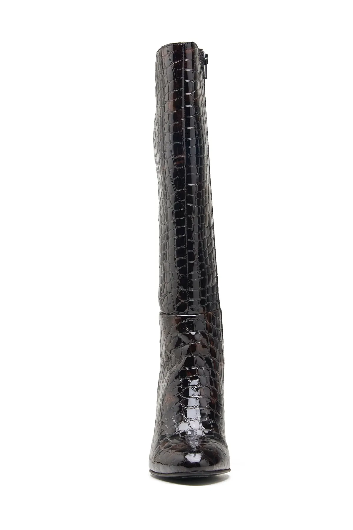 Black Crocodile Plated Boots