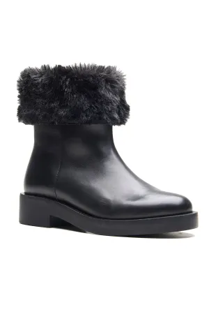 Black Nappa Leather Fur Boots