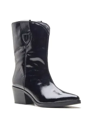 Black Patent Leather Ankle Boots