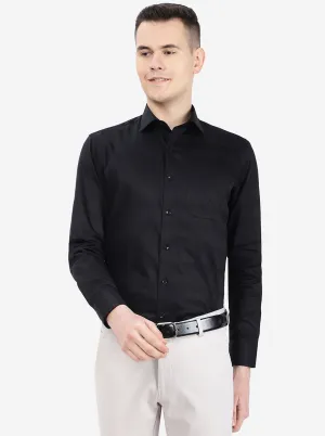 Black Solid Slim Fit Formal Shirt | Metal