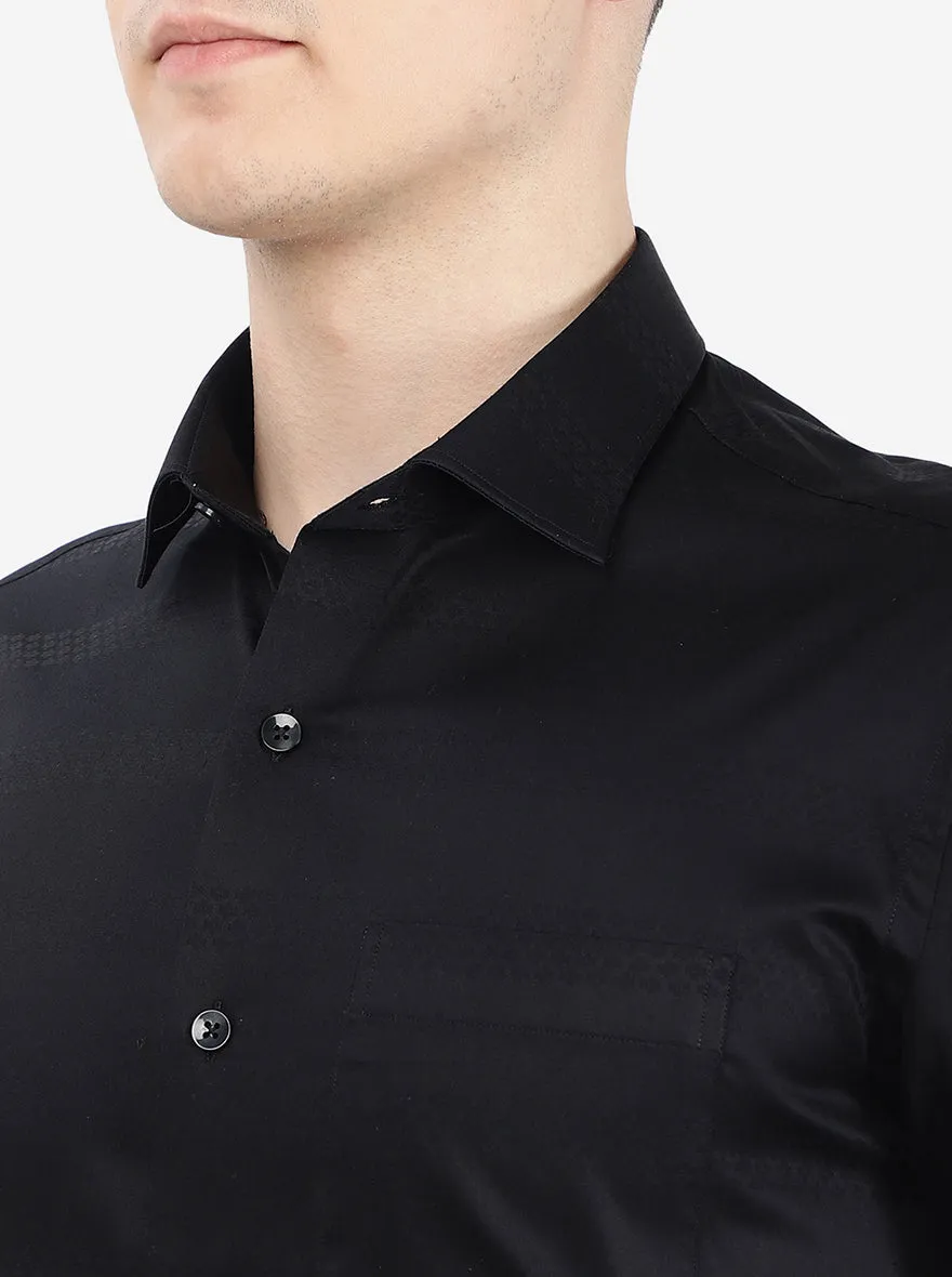 Black Solid Slim Fit Formal Shirt | Metal