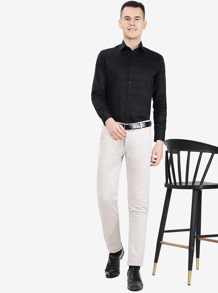 Black Solid Slim Fit Formal Shirt | Metal