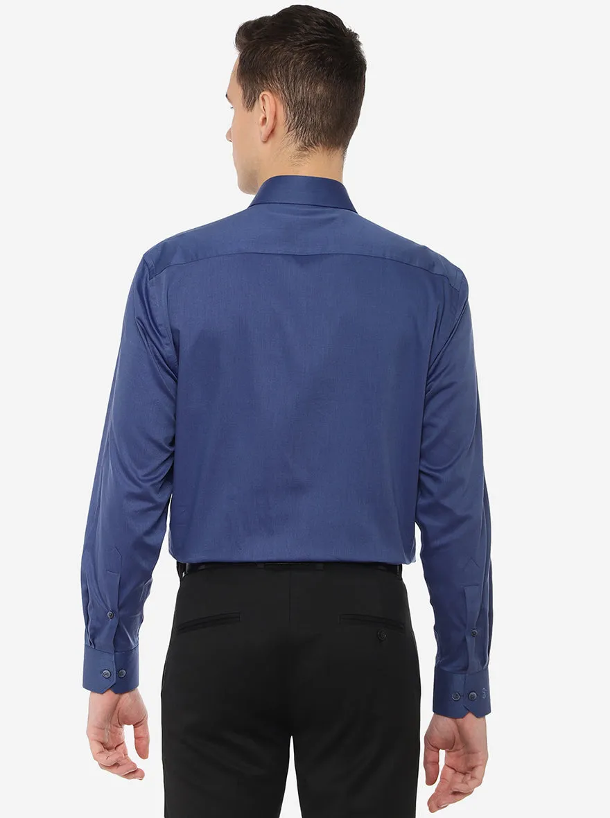Blue Solid Regular Fit Formal Shirt | JadeBlue