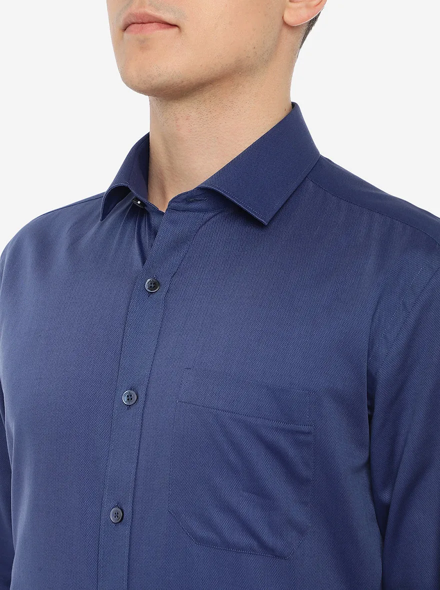 Blue Solid Regular Fit Formal Shirt | JadeBlue