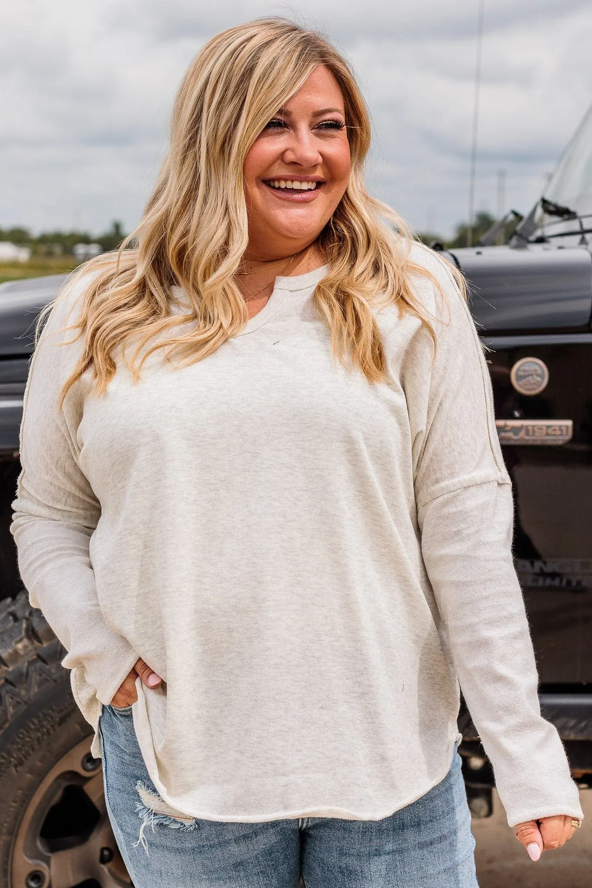 Bold & Fearless Long Sleeve Top- Heather Grey