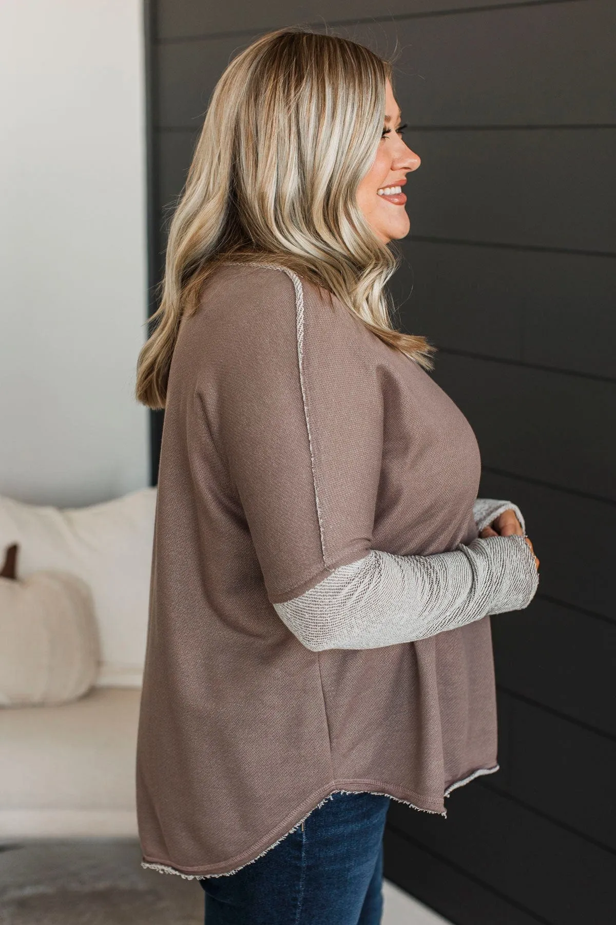 Bold & Fearless Long Sleeve Top- Mocha