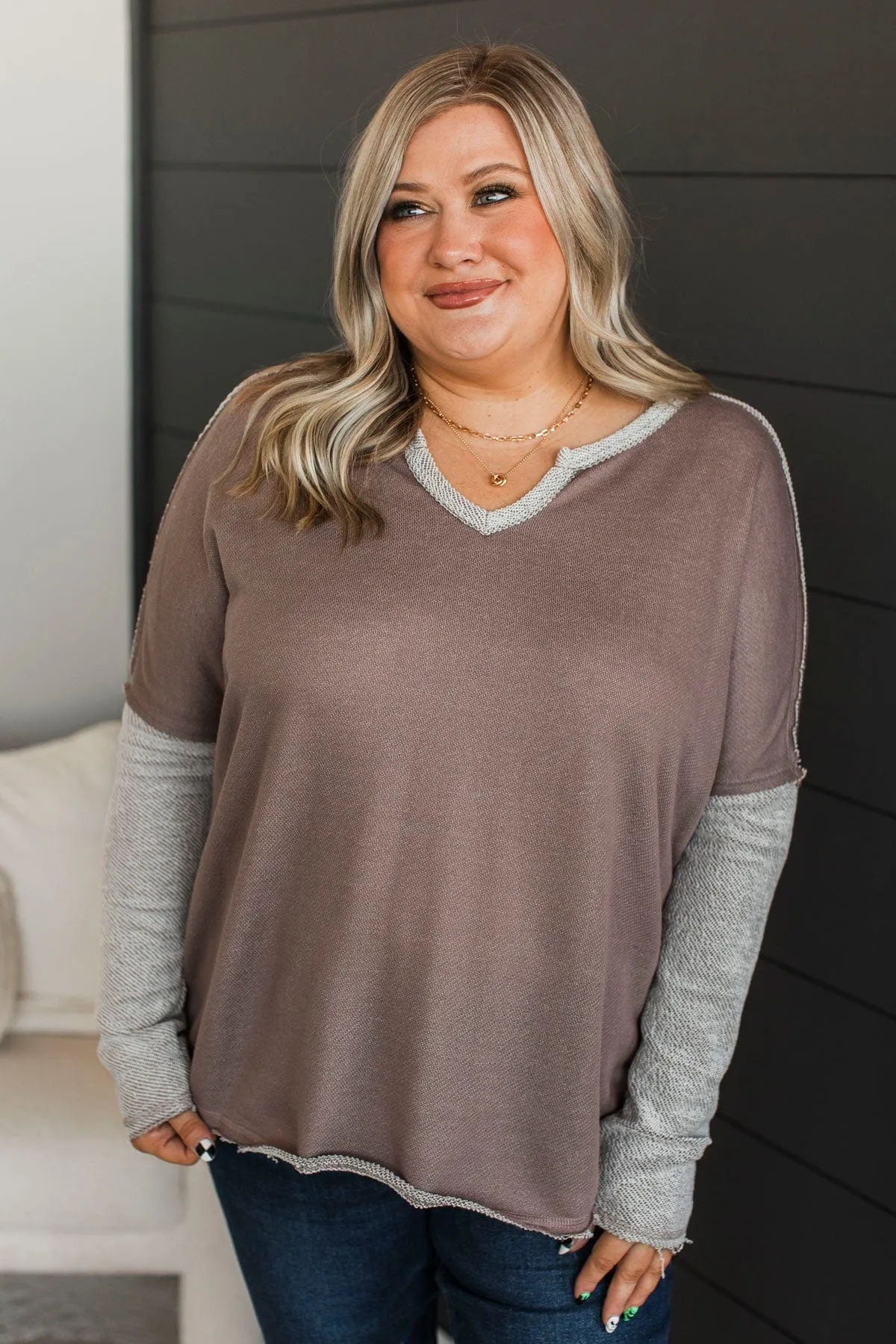 Bold & Fearless Long Sleeve Top- Mocha