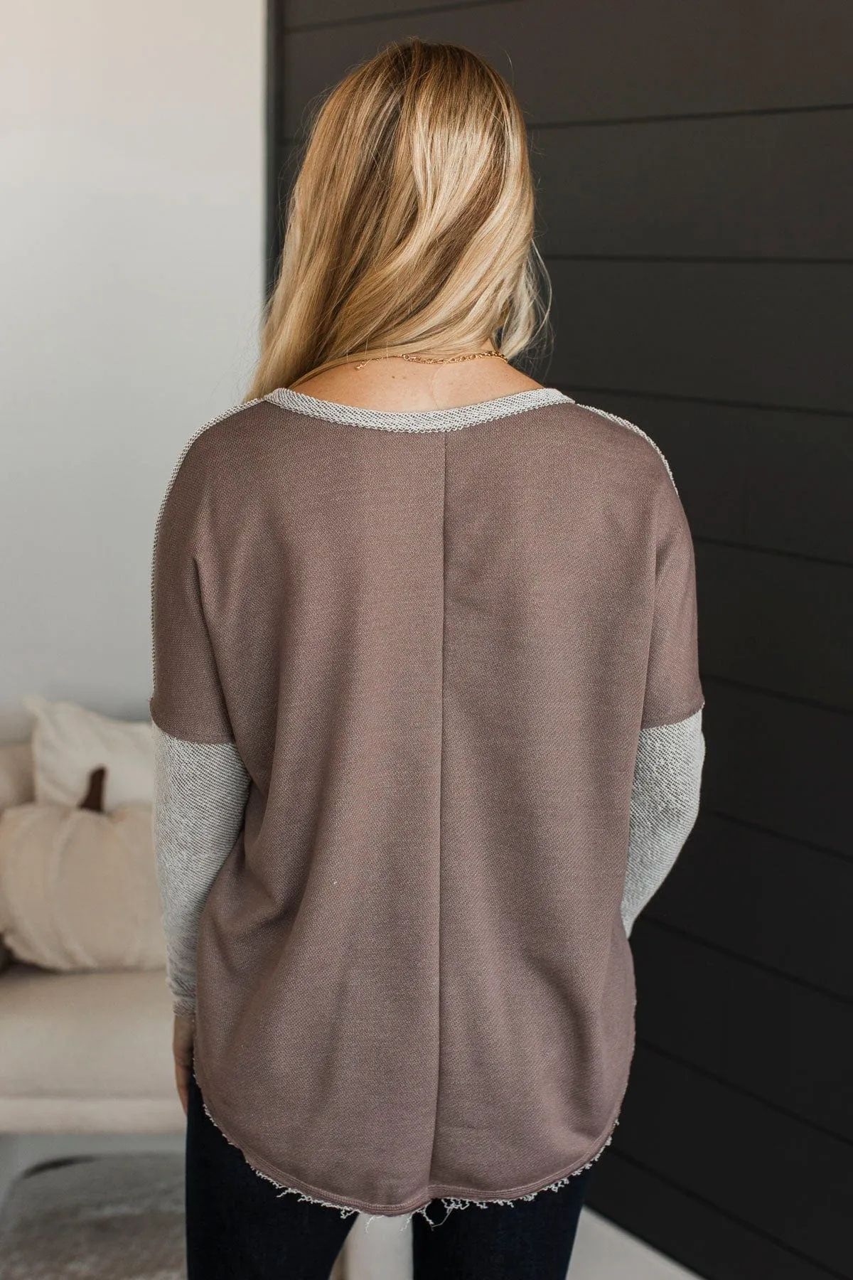 Bold & Fearless Long Sleeve Top- Mocha