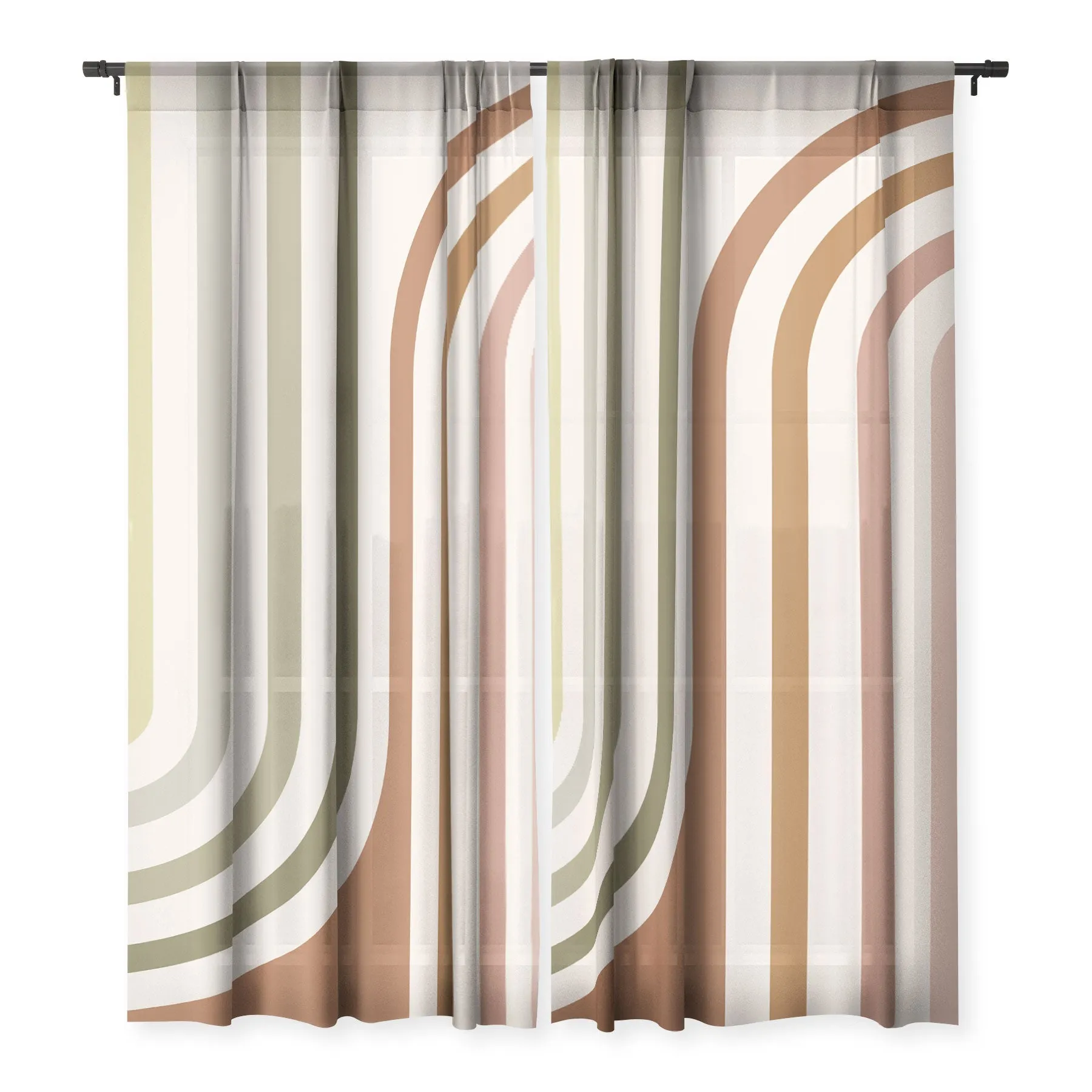BOLD CURVATURE STRIPES I WINDOW CURTAINS