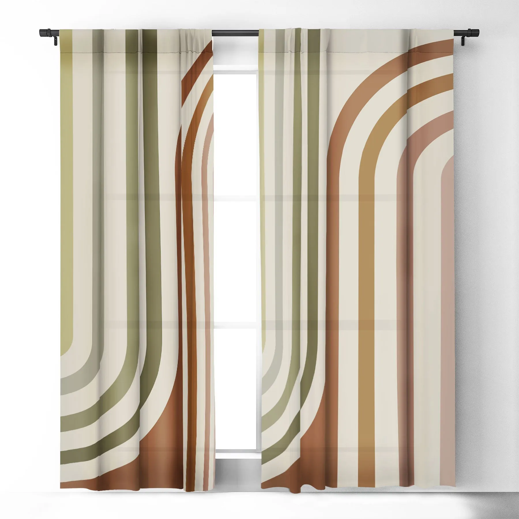 BOLD CURVATURE STRIPES I WINDOW CURTAINS