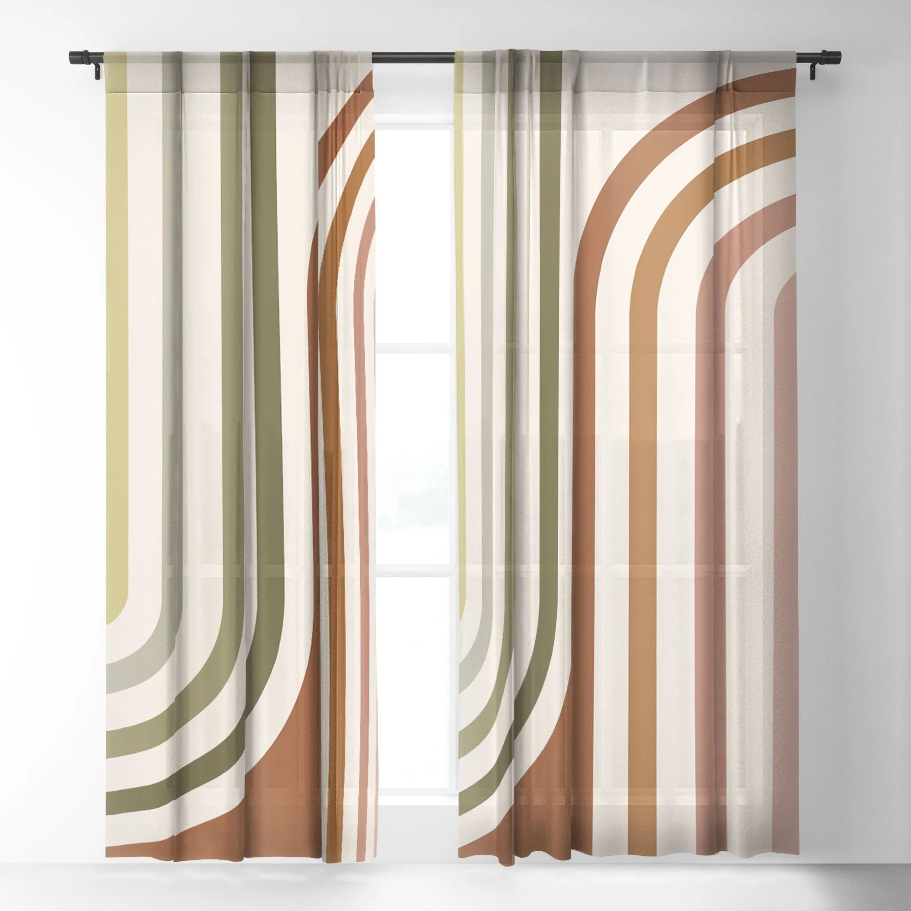 BOLD CURVATURE STRIPES I WINDOW CURTAINS